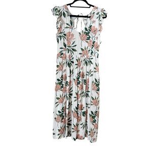 Roxy Women’s Bright Daylight Floral Resort Wear Tropical Midi Dress Medium NWT